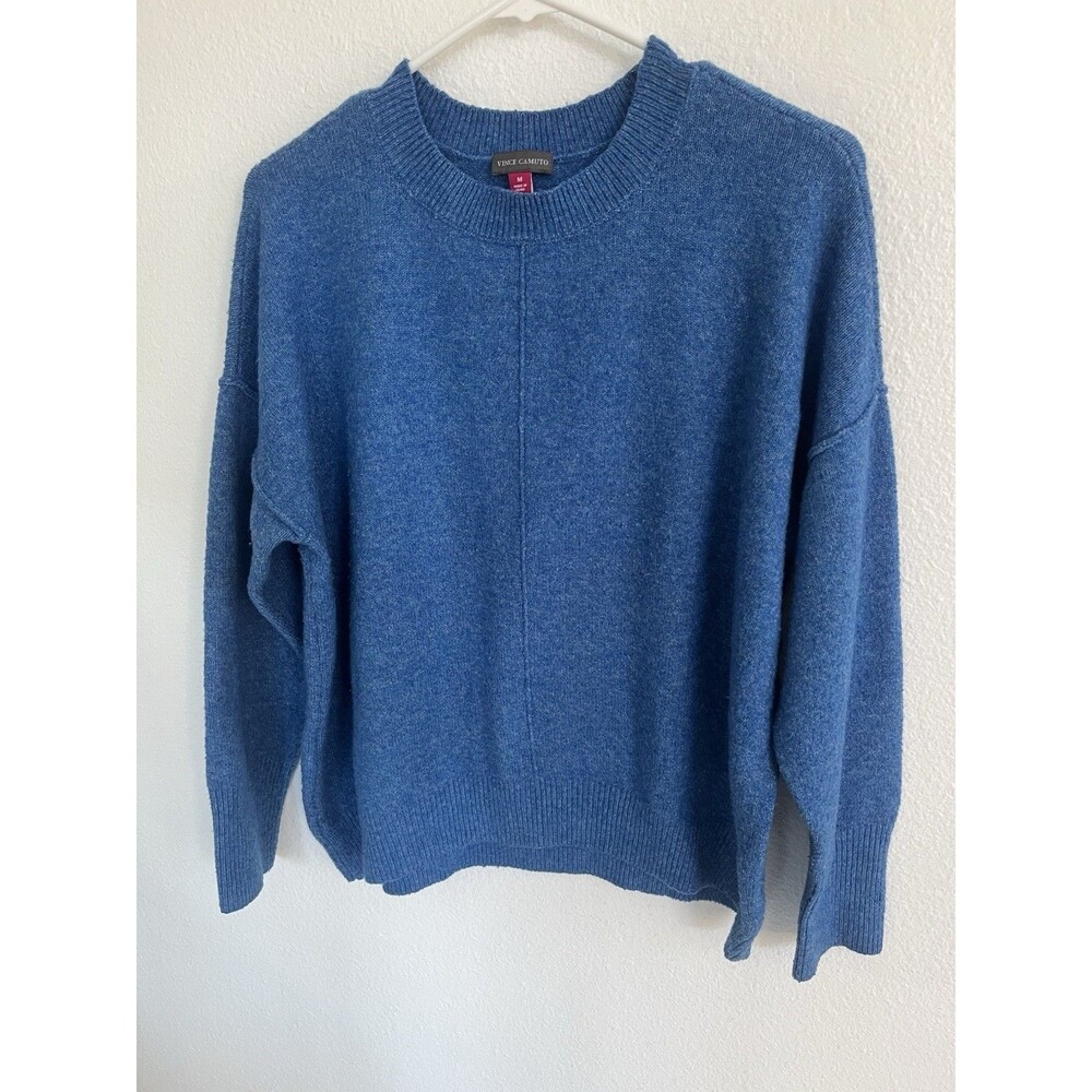Vince Camuto Center Seam Crewneck Pulllover Sweater Womens M Blue Marled Classic